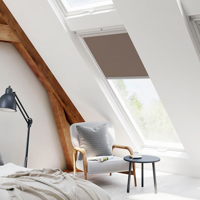Velux Roof Window Blinds Warrington | Loft Blinds by Poppy Blinds Roof window roller blind fitted to Velux style loft window in Warrington home