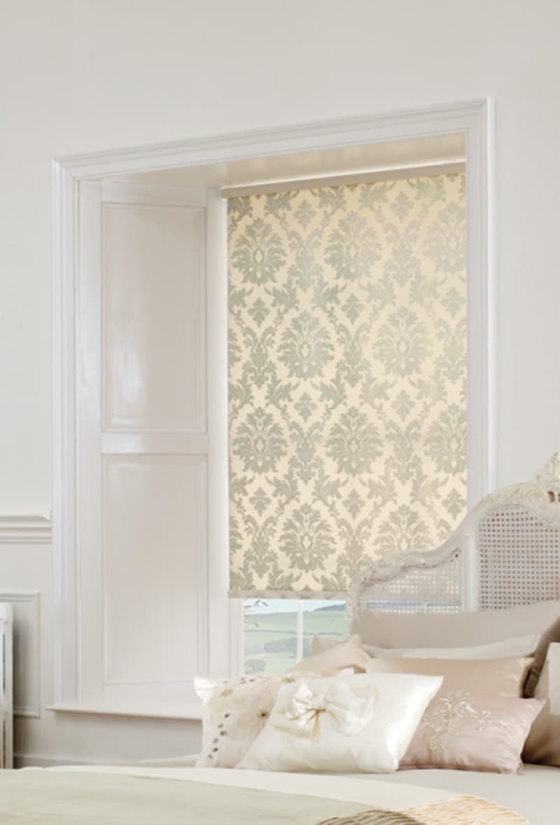 Patterned Roller Blinds Warrington | Made to Measure Blinds Patterned roller blind fitted in bedroom window in Warrington home by Poppy Blinds